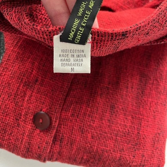 Art to wear Cadigan Button-up Top hand painted on red/black weave women’s M - Picture 8 of 11